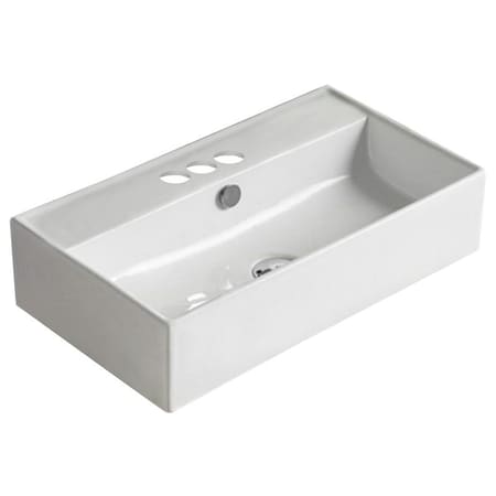 AMERICAN IMAGINATIONS 21.7-in. x 12.6-in. Rectangle Bathroom Vessel Sink White Enamel Glaze AI-37181